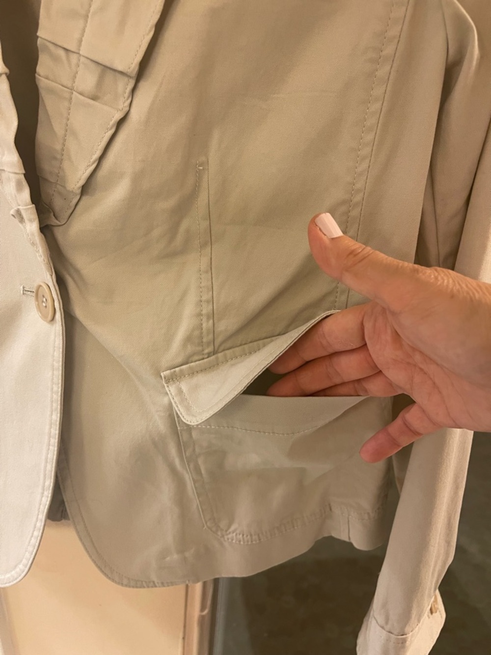 Talbots Cream Ruffle-Trim Single-Button Blazer - Picture 3 of 7